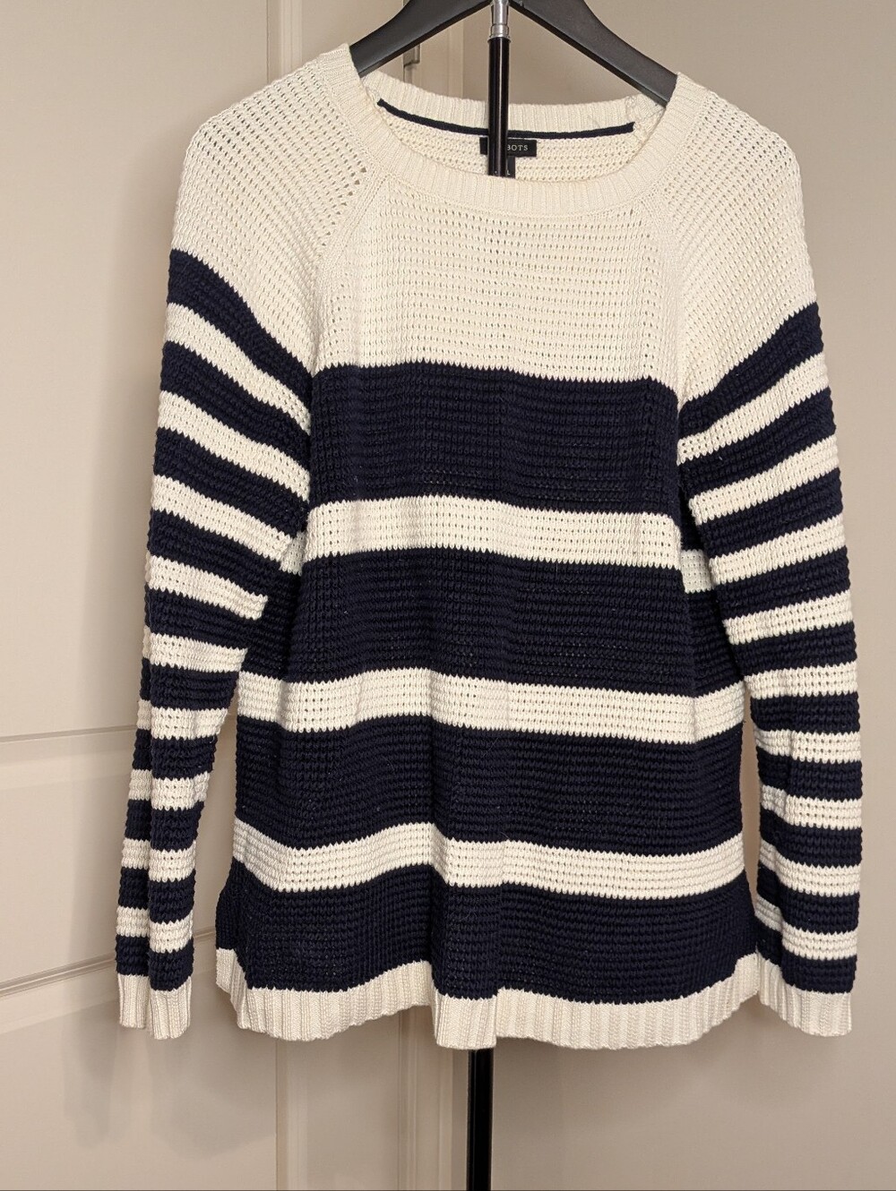 Striped Knit Sweater - Navy and White